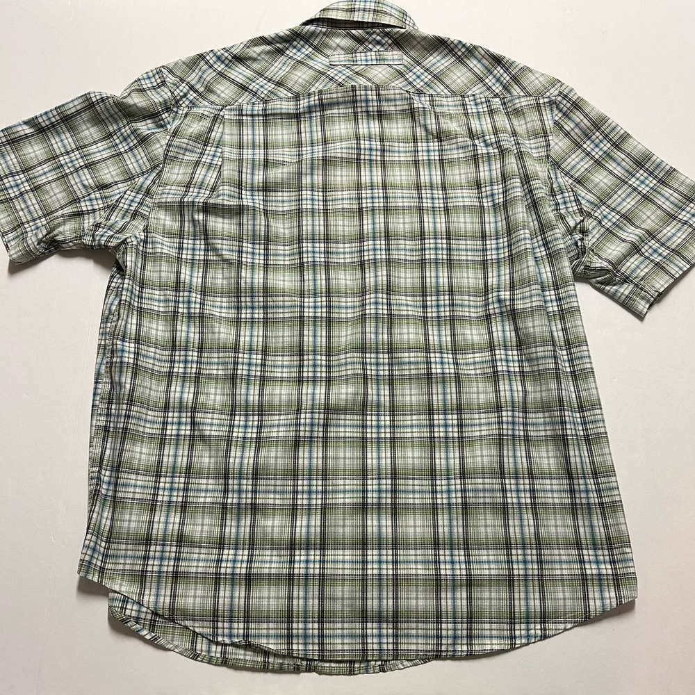 Duluth Trading Co Men’s Green/Blue Plaid Short Sleeve Button Down Shirt Sz L - Picture 4 of 4